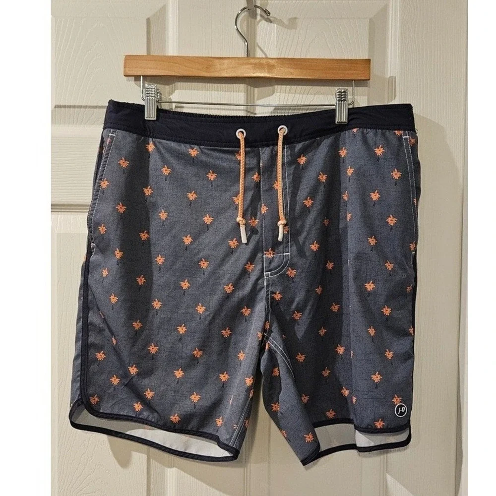 Johnnie-O Bonita Swim Trunks Mens XL Palm Print Lined Stretch‎ Beach